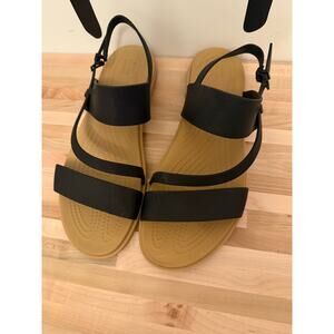 Crocs Women’s Monterey Strappy Sandals (Black/Tan)